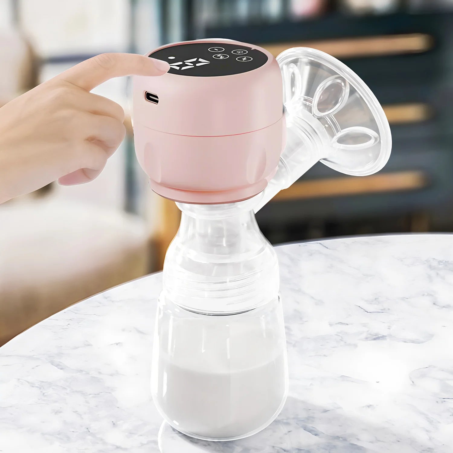 Electric Breast Pump Portable Baby Nipple Bottle 2-IN-1 Smart